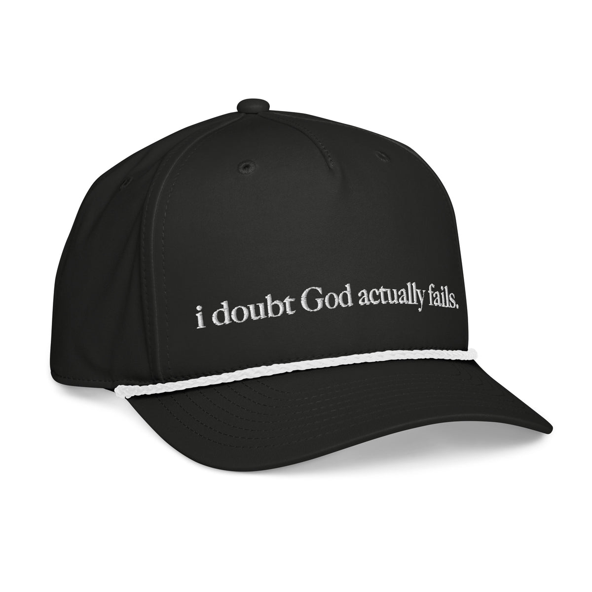 idgaf. Proof I Rope Cap in Black and White, right side view