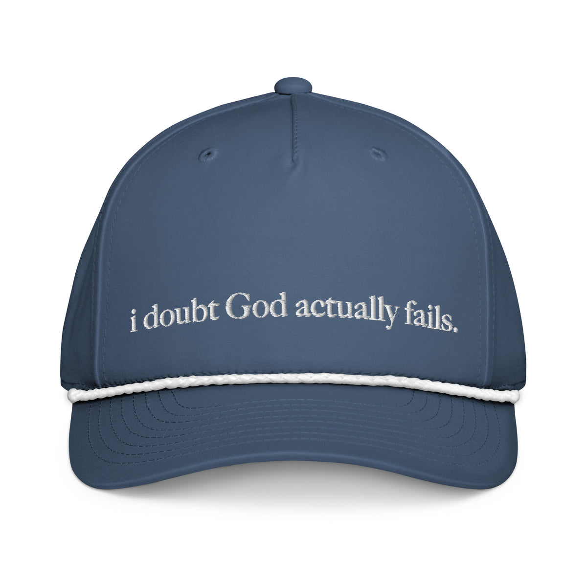 idgaf. Proof I Rope Cap in Light Blue and White, front view