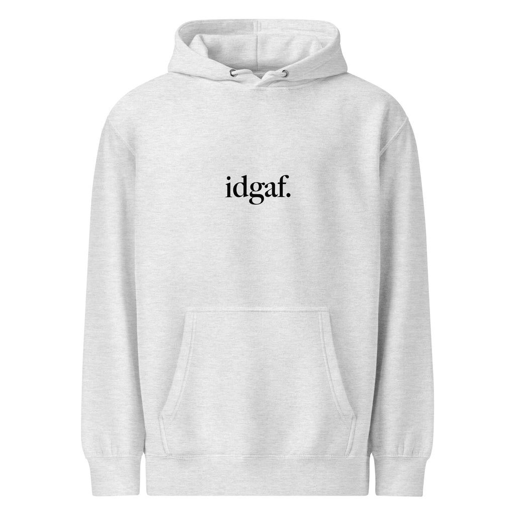 idgaf. Vessels Hoodie in Heather Grey, alternate front view