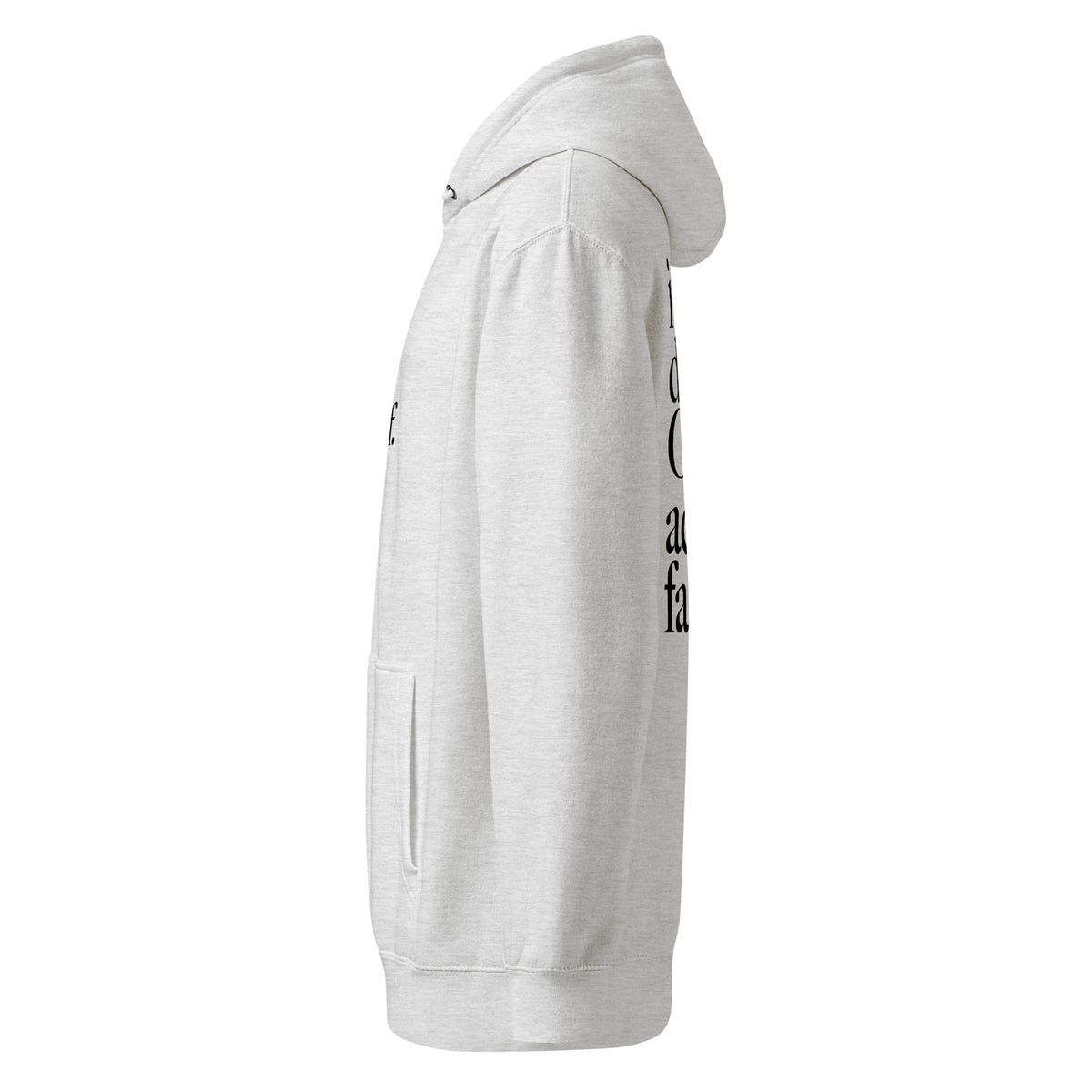 idgaf. Vessels Hoodie in Heather Grey, left side view