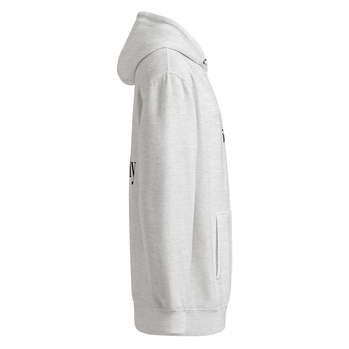 idgaf. Vessels Hoodie in Heather Grey, right side view