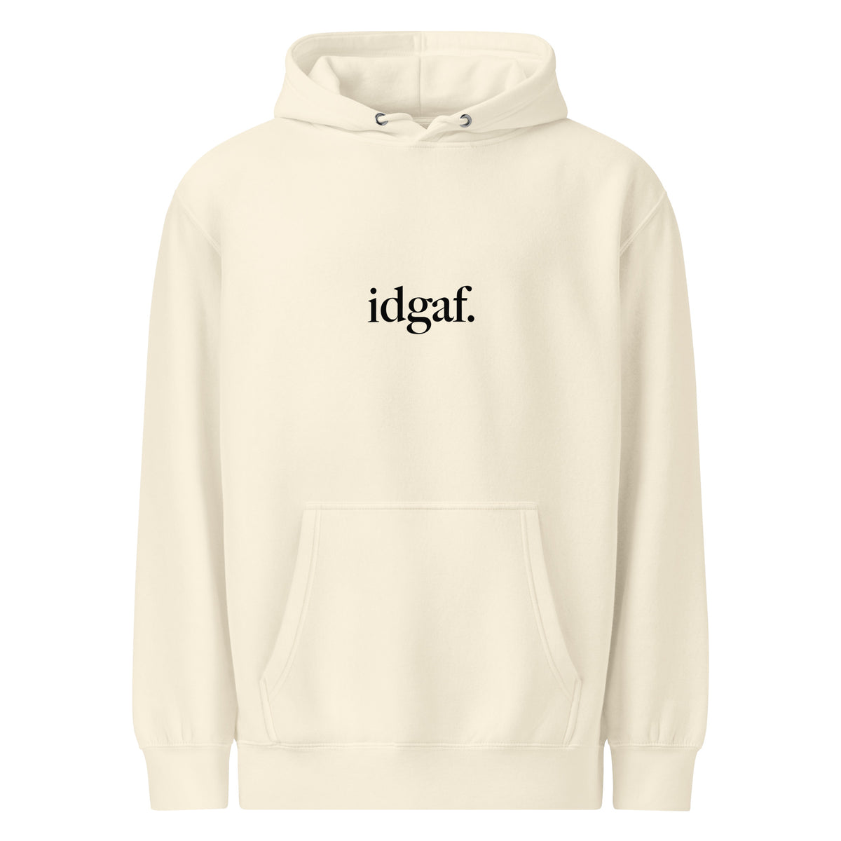 idgaf. Vessels Hoodie in Sandshell, front view