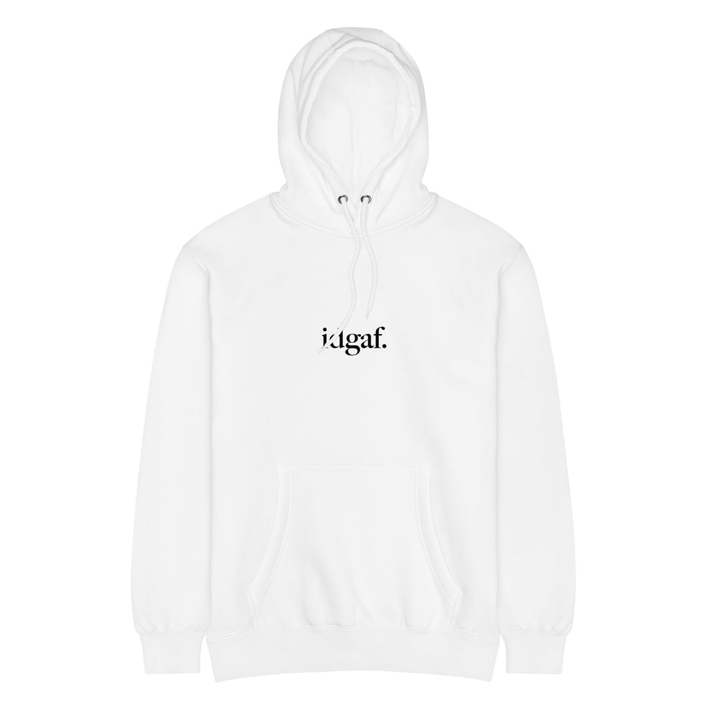 idgaf. Vessels Hoodie in White, front view