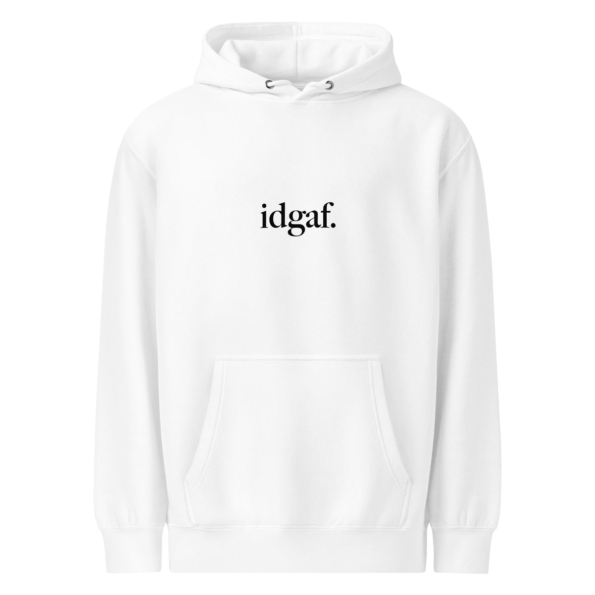 idgaf. Vessels Hoodie in White, alternate front view